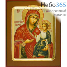  Иверская икона Божией Матери. Икона писаная 13х16х2 см, цветной фон, золотые нимбы, с ковчегом (Шун), фото 1 