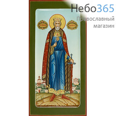  Владимир князь, равноапостольный. Икона писаная 13х25х2, цветной фон, золотой нимб, с ковчегом, фото 1 