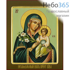  Неувядаемый Цвет икона Божией Матери. Икона писаная 22х28х3,8, цветной фон, золотые нимбы, с ковчегом, фото 1 