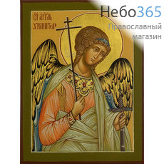  Ангел Хранитель. Икона писаная 9х12х1,8, цветной фон, золотой нимб, без ковчега, фото 1 