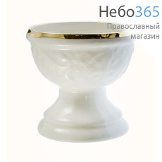 Лампада настольная керамическая Муромская, с белой глазурью и золотой отводкой, фото 1 