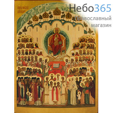  Собор Новомучеников Российских. Икона на дереве 24х18 см, печать на левкасе, золочение, без ковчега (СНИР-43) (Тих), фото 1 