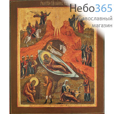  Икона на дереве 24х20, Рождество Христово, печать на левкасе, золочение, фото 1 