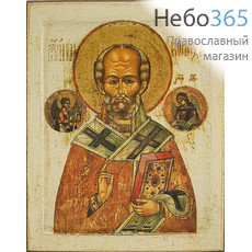  Икона на дереве 12х9,5, святитель Николай Чудотворец, печать на левкасе, золочение (НЧ-02), фото 1 