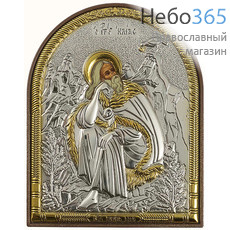  Икона в ризе (Ж) EK3-PAG 8,5х10,5, пророк Илия, шелкография, серебрение, золочение, на пластиковой основе, фото 1 