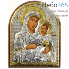  Икона в ризе (Ж) EK3-PAG 8,5х10,5, Божией Матери Иерусалимская, шелкография, серебрение, золочение, на пластиковой основе, фото 1 