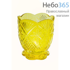  Лампада настольная стеклянная Грань, на ножке, окрашенная, разных цветов, 6,8 х 8,1 см, 45393 / К79345С Цвет: желтый, фото 1 