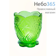  Лампада настольная стеклянная Грань, на ножке, окрашенная, разных цветов, 6,8 х 8,1 см, 45393 / К79345С Цвет: зеленый, фото 1 