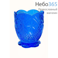  Лампада настольная стеклянная Грань, на ножке, окрашенная, разных цветов, 6,8 х 8,1 см, 45393 / К79345С Цвет: синий, фото 1 