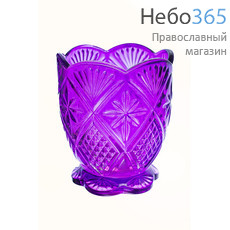  Лампада настольная стеклянная Грань, на ножке, окрашенная, разных цветов, 6,8 х 8,1 см, 45393 / К79345С Цвет: фиолетовый, фото 1 