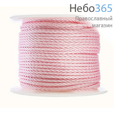  Шнур шелковый в катушке греческий, плетеный, длина около 80 м, цвета в ассортименте, LS-30,31,32.... цвет: розовый, фото 1 