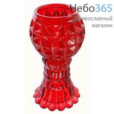  Лампада настольная стеклянная Квадратные грани, на ножке, высотой 12 см цвет: красный, фото 1 