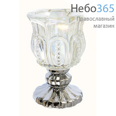  Лампада настольная стеклянная Цветок, на ножке цвета металлик, высотой 12,5 см, LS-7729-5, фото 1 