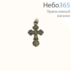  Крест нательный металлический высотой 2,2 см, цвет под бронзу, с подвижным колечком, в форме Трилистник, фото 1 