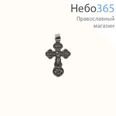  Крест нательный металлический высотой 2,6 см, цвет под серебро, с подвижным колечком, в форме Трилистник, фото 1 