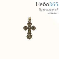  Крест нательный металлический высотой 2,6 см, цвет под бронзу, с подвижным колечком, в форме Трилистник, фото 1 