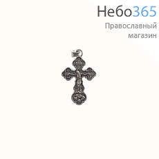  Крест нательный металлический высотой 3 см, цвет под серебро, с подвижным колечком, в форме Трилистник, фото 1 