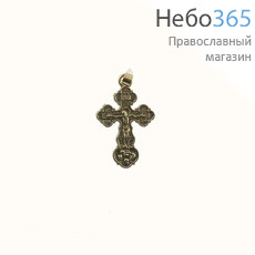  Крест нательный металлический высотой 3,5 см, цвет под бронзу, с подвижным колечком, в форме Трилистник, фото 1 