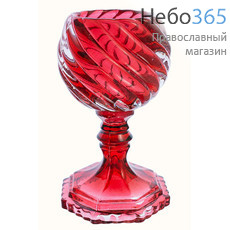  Лампада настольная стеклянная Витая, на ножке, высотой 14 см, цвета в ассортименте LS-7321-1 цвет: красный, фото 1 
