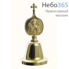 Колокольчик металлический с медальоном с иконами, высотой 9,5 см, фото 1 