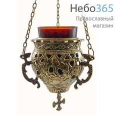  Лампада подвесная бронзовая со стаканом, высотой 10 см, 7911 В, фото 1 