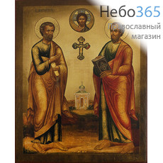  Икона на дереве 18х14, апостолы Петр и Павел, печать на левкасе, золочение, фото 1 