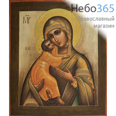 Икона на дереве 30х25, Божией Матери Владимирская, печать на левкасе, золочение, фото 1 