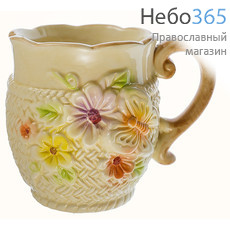  Чашка керамическая бокал, с имитацией вязаной оплетки, высотой 9,5 см, объемом 320 мл, 36397, фото 1 