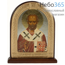  Икона на дереве 11х13, арочная, на подставке Николай Чудотворец, святитель, фото 1 