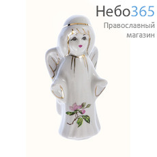  Ангел, фигура фарфоровая в белом хитоне, высотой 9 см, Кисловодский фарфор, фото 1 