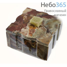  Шкатулка каменная из оникса, квадратная, 4 (10 х 10 х 7) см, 750 г, 1210943, фото 1 