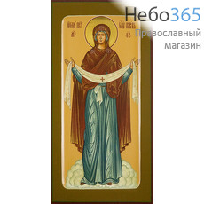  Покров Пресвятой Богородицы. Икона писаная 13х25х2, цветной фон, золотой нимб, с ковчегом, фото 1 