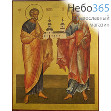  Петр и Павел, апостолы. Икона на дереве 18х14 см, печать на левкасе, золочение (АПП-02) (Тих), фото 1 