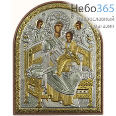  Икона в ризе (Ж) EK3-PAG 8,5х10,5, Божией Матери Всецарица, шелкография, серебрение, золочение, на пластиковой основе, фото 1 