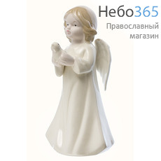  Ангел, фигура фарфоровая высотой 19 см, LS-6789-1 ангел с голубем в белом хитоне, фото 1 