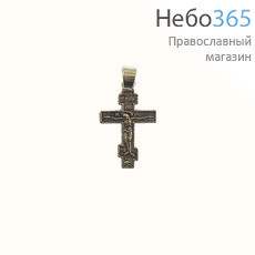  Крест нательный металлический высотой 2,2 см, цвет под бронзу, с подвижным колечком, 8-конечный, прямой, фото 1 
