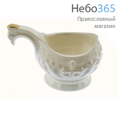  Чашка керамическая "Сольба", для святой воды, с белой глазурью, с золотом (в уп.- 3 шт.), фото 1 