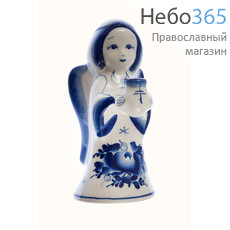  Ангел, фигура керамическая с подсвечником, с кобальтовой росписью, высотой 11 см, фото 1 