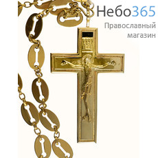  Крест наперсный протоиерейский №58, латунный, с позолотой, высотой 10 см, с цепью, 2.10.0007лп/46лп, 2.7.0246лп, фото 1 
