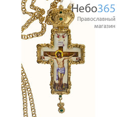  Крест наперсный протоиерейский №64, латунный, с позолотой, с принтом, с цепью, 2.10.0325лп-2/1лп, 2.7.0201лп, фото 1 