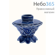  Подсвечник керамический "Херувим" с цветной глазурью (в уп.- 5 шт.) цвет: синий, фото 1 