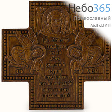  Крест деревянный из дуба (резьба на станке), с молитвой свт. Николая Сербского на "Благословение дома", с ангелами 18 см, фото 1 