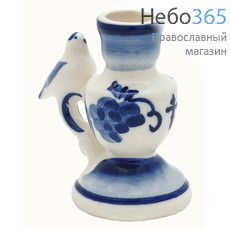  Подсвечник керамический "Голубь", с кобальтовой росписью (в уп. - 5 шт.), фото 1 