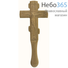  Крест постригальный деревянный из дуба, с распятием, высотой 25 см, резьба на станке, фото 1 