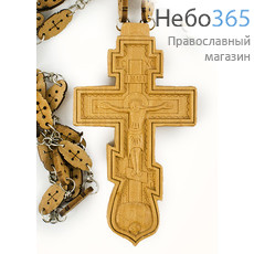  Крест наперсный иерейский восьмиконечный деревянный, изготовлен в Иерусалиме, освящен на Камне помазания,Голгофе, Гробе Господнем. Машинная резьба, высота 11,5 см., фото 1 