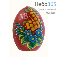  Свеча парафиновая пасхальная, "Яйцо" среднее, " Цветы" высотой 7,2 см (в коробе - 24 шт.), 35-2 РРР, фото 1 