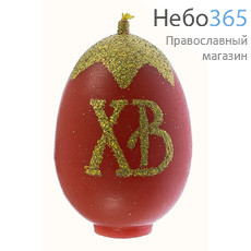  Свеча парафиновая пасхальная, "Яйцо ХВ с блестками", №1, высотой 6,5 см (в коробе - 30 шт.), 3-7, фото 1 