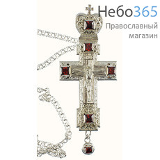  Крест наперсный протоиерейский №53, латунный, с посеребрением, с цепью, высотой 12 см, 2.10.0157л/1л, 2.7.0201лп, фото 1 