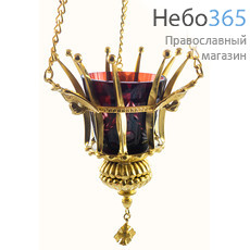 Лампада подвесная бронзовая Корзина, с позолотой, со стаканом, высотой 17 см, фото 1 
