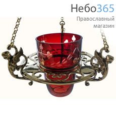  Лампада подвесная бронзовая Диск, со стаканом, высотой 8 см, фото 1 